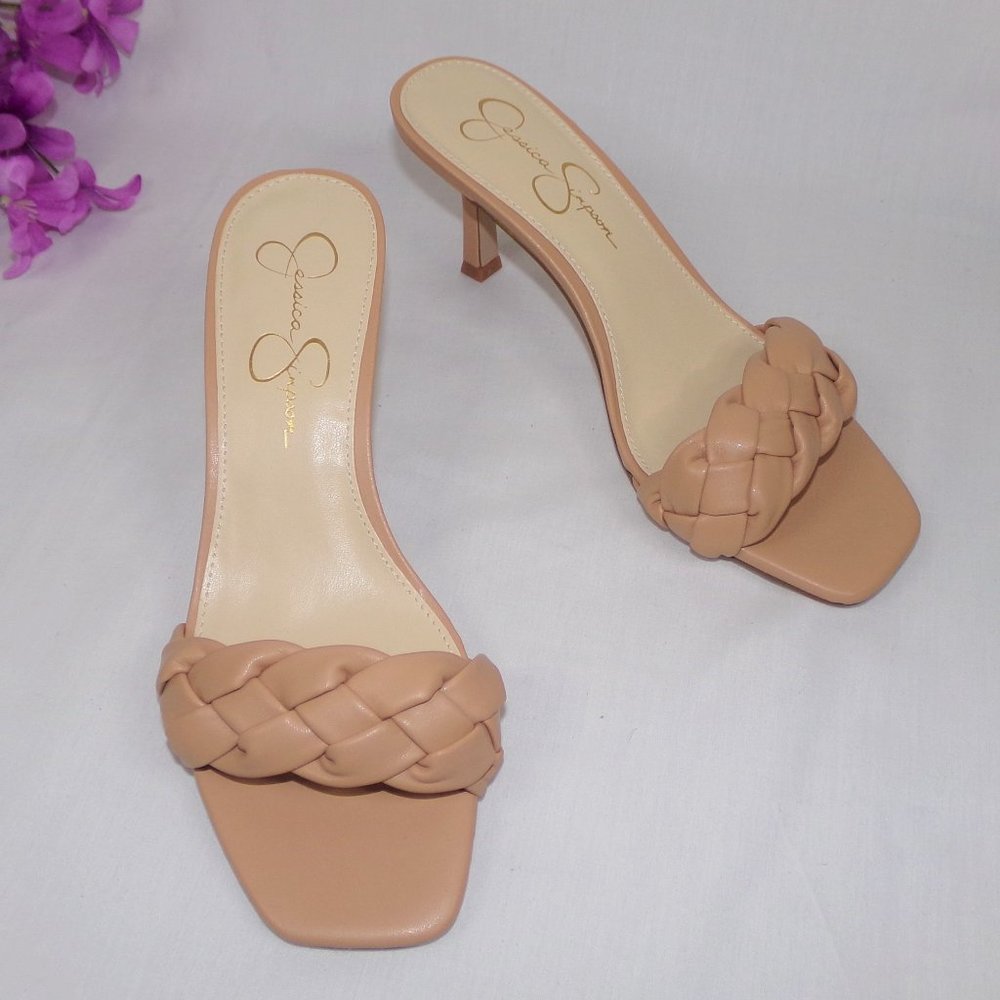 Jessica Simpson Evernor Nude Braided Kitten Heels Women's Size 8.5M